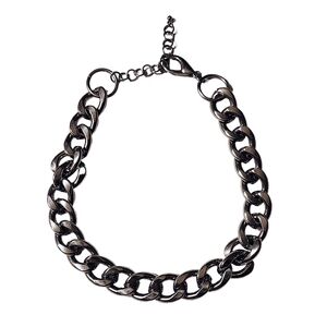 Chunky Silver Steel Urban Curb Gunmetal Chain Heavy Necklace